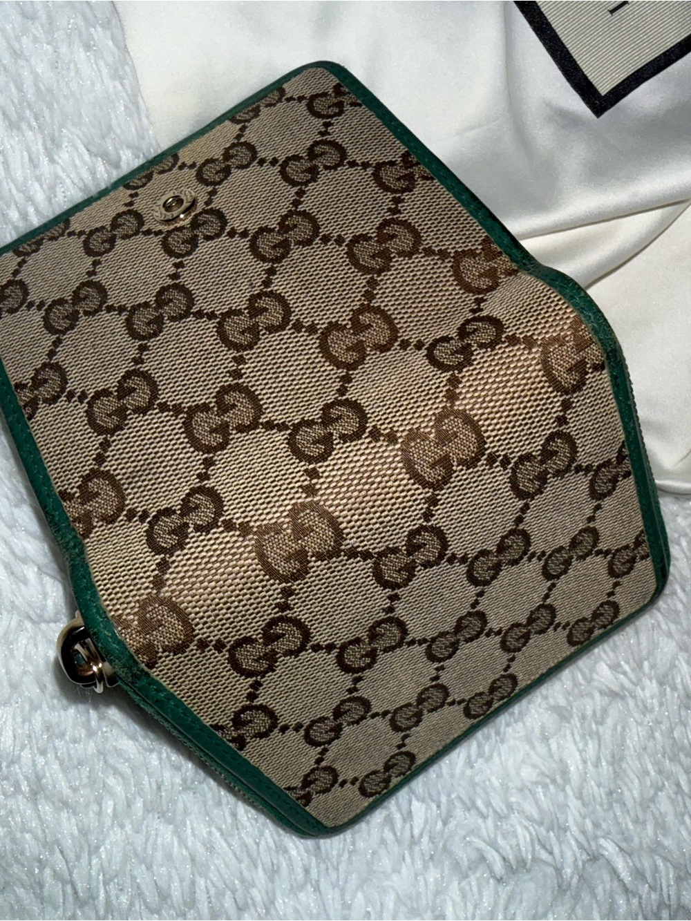 Gucci Brown GG Canvas Wallet with Green Trim - Picture 5 of 5